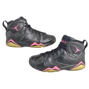Nike Air Jordan 7 Retro Black Hyper Pink High Top Sneakers 442960-018 Sz 7 Youth